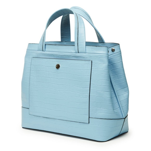 SALE🌻HAYWARD made in New York pyramid tote in blue embossed crocco ✨ - Picture 3 of 16